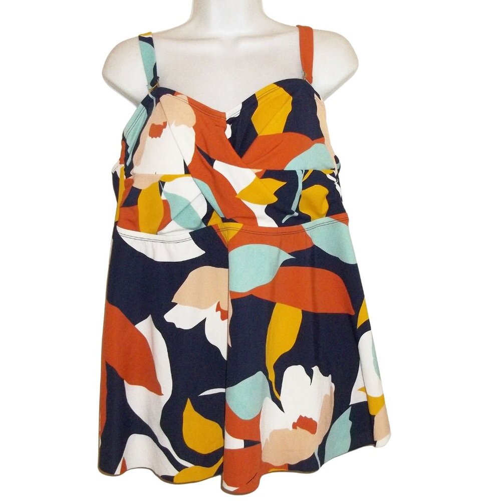 Women's Swimsuit Top by Evri Floral Abstract Swim Top 2X ( 20W/22W) New with tag